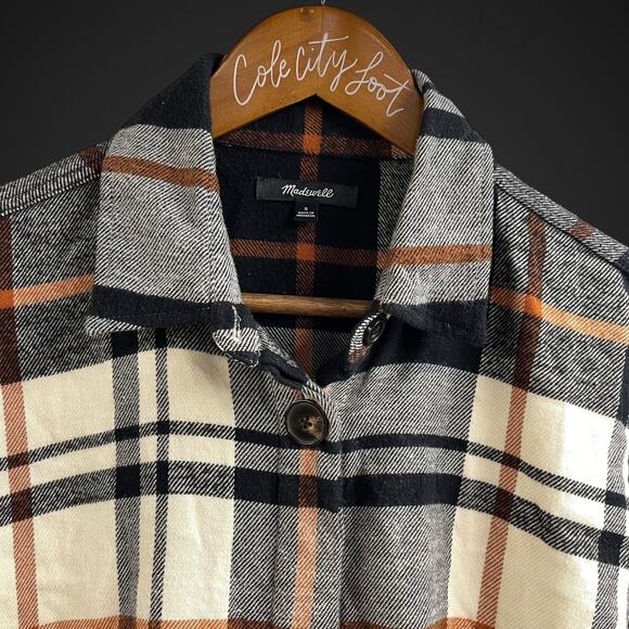 The Perfect Flannel By Madewell Black Orange Small 100% Cotton - Picture 2 of 9